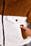 Trend Women's White Coffee Plush Jacket |   Winter Crop Short Zippered High Collar Coat - 7