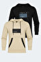 Vanda Set of Hooded Men's Kangaroo Pocket Sweatshirts - Black - Beige