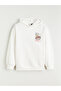 Vizyon New Season White Hooded Printed Thick Sweatshirt for Girls - 4