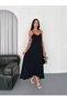 Women's Black V-Neck Rope Strap Backless Pocketed Loose Long Maxi Length Ayrobin Summer Dress - 7