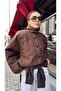 Coffee brown textured puffer jacket - 4