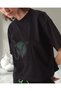 Women's Crew Neck Oversized Front Patterned Knitted Fabric Cotton T-Shirt - 5