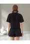 Women's Crew Neck Oversized Front Patterned Knitted Fabric Cotton T-Shirt - 3