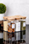 6-Piece Wooden Vacuum Lid Acrylic Spice Jar Set Storage Container Spice Rack with Label Gift 300 ml