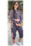 Girl's Text Detailed Crop Ribbed Knit Sleeveless Badi Detailed Cargo Pocket Piece Bottom Navy Blue Tracksuit Set - 4