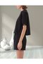 Women's Crew Neck Oversized Front Patterned Knitted Fabric Cotton T-Shirt - 2