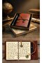 Luxury Vintage Leather Notebook with Compass Detail, Souvenir Diary with Antique Pages, Boxed Set with Vip Pen Gift - 3
