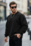 Men's Crew Neck Casual Black Sweatshirt - 3