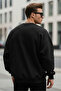 Men's Crew Neck Casual Black Sweatshirt - 4
