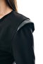 Leather Paneled V-Neck Midi Dress with Wrap Skirt - 5