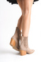 Women's Beige Suede Cowboy Western Elastic Pointed Boots - 4