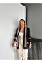 Black Red Striped Sweat Cardigan - 8