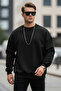 Men's Crew Neck Casual Black Sweatshirt - 2