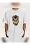 Unisex Oversized Aslan1 Printed 100% Cotton 30/1 Crew Neck Short Sleeve White T-Shirt