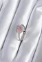 Silver Color Pink Zircon Stone Heart Charm Model Ring - 3