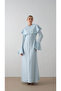 Crepe Dress with Shawl on the Shoulder Blue