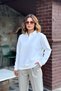 Women's White Polo Collar Cotton Soft Thick Fabric Oversized Sweatshirt