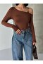 Asymmetrical Neckline Accessory Detail Shoulder Strap Long Sleeve Stylish Diver Blouse - 6