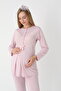 Women's Powder Lace Buttoned Winter Special Design Maternity Pajama Set - 5