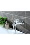 Bathtub Shower Mixer Hot and Cold, Luxury Bathtub Shower Mixer, Mirror Finish, White/Chrome - 2