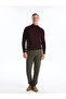 Claret Red Half Turtleneck Men's Knitwear Sweater - 7