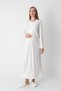 Women's Ecru Special Lace Detailed Full Length Design Winter Long Sleeve Maternity Dressing Gown Nightgown Set - 5