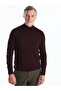 Claret Red Half Turtleneck Men's Knitwear Sweater - 2
