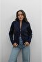 Navy Blue Double Zipper Cardigan - 3