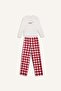 Girls Pajama Set Printed Long Sleeve Top Plaid Long Bottom F7287A825Au - 6