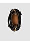 Black Suede Women's Bag with Metal Handle Detail - 5