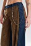 Women's Suede Fabric Paneled Chain Detailed Design Trousers - 7