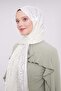 Ecru Large Floral Patterned Deluxe Devore Shawl - 4