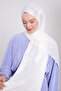 White Geometric Pattern Deluxe Devore Shawl - 3