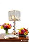 3-Stone 55 cm Table Lampshade Glass Body Fabric Headboard Metal Leg Night Light Lighting - 2