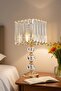 3-Stone 55 cm Table Lampshade Glass Body Fabric Headboard Metal Leg Night Light Lighting - 6
