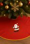 90 cm Red Tree Skirt Christmas Pine Tree Felt Cloth Ornament with Gold Stripes and Santa Claus Figure - 3