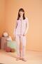 100% Cotton Single Jersey Fabric Striped Buttoned Women's Pajama Set