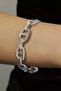 Silver Color Chain Detailed Steel Handcuff Bracelet
