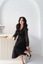 Black Skirt with Flounces and Gold Patterned Dress - 5