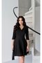 Black Shirt Collar Suede Dress - 2