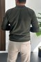 Men's Slim Fit Stripes Detailed Polo Neck Sweater Green Edw427 - 4
