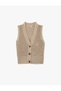 V-Neck Buttoned Lace-Like Knit Knitwear Vest