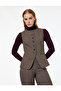 Slim Fit Crew Neck Buttoned Plaid Vest