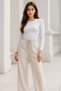 Women's Beige Striped Lace-Up Waist Oversized Wide Leg Pants Palazzo Pants - 6