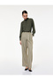 Regular Fit Long Sleeve Mock Neck Draped Blouse