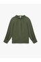 Regular Fit Long Sleeve Mock Neck Draped Blouse - 4