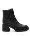 Black Genuine Leather Women's Western Style Heeled Boots Women's Leather Black Mid-Heeled Cowboy Boots - 2