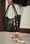 Women's Large Size Handbag and Shoulder Tote Bag with Scarf Black - 2