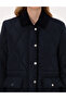 Navy Blue Velvet Collar Quilted Comfort Fit Coat 50314035-Vr033 - 7