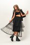 Black Long Tulle Skirt with Special Design Layers - 7